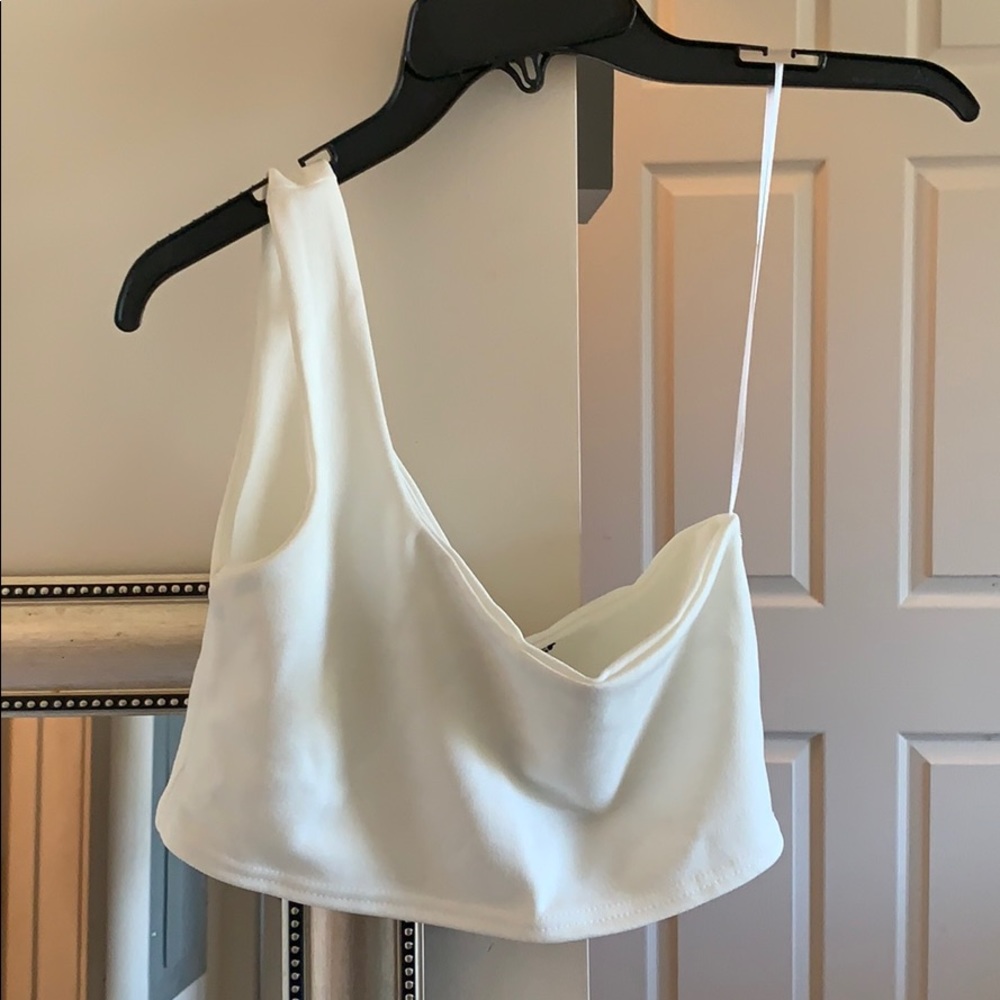 One shoulder blouse, cream color